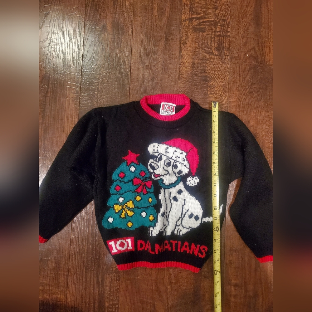 Vtg 101 dalmatians jet set christmas sweater girls size 6 medium